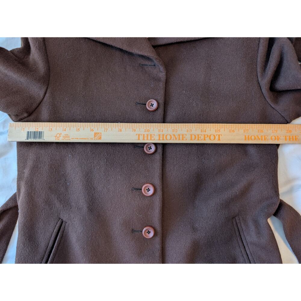 90s ZLM Chocolate Brown Wool Rabbit Hair Blend Long Coat Fits Medium - Picture 6 of 11